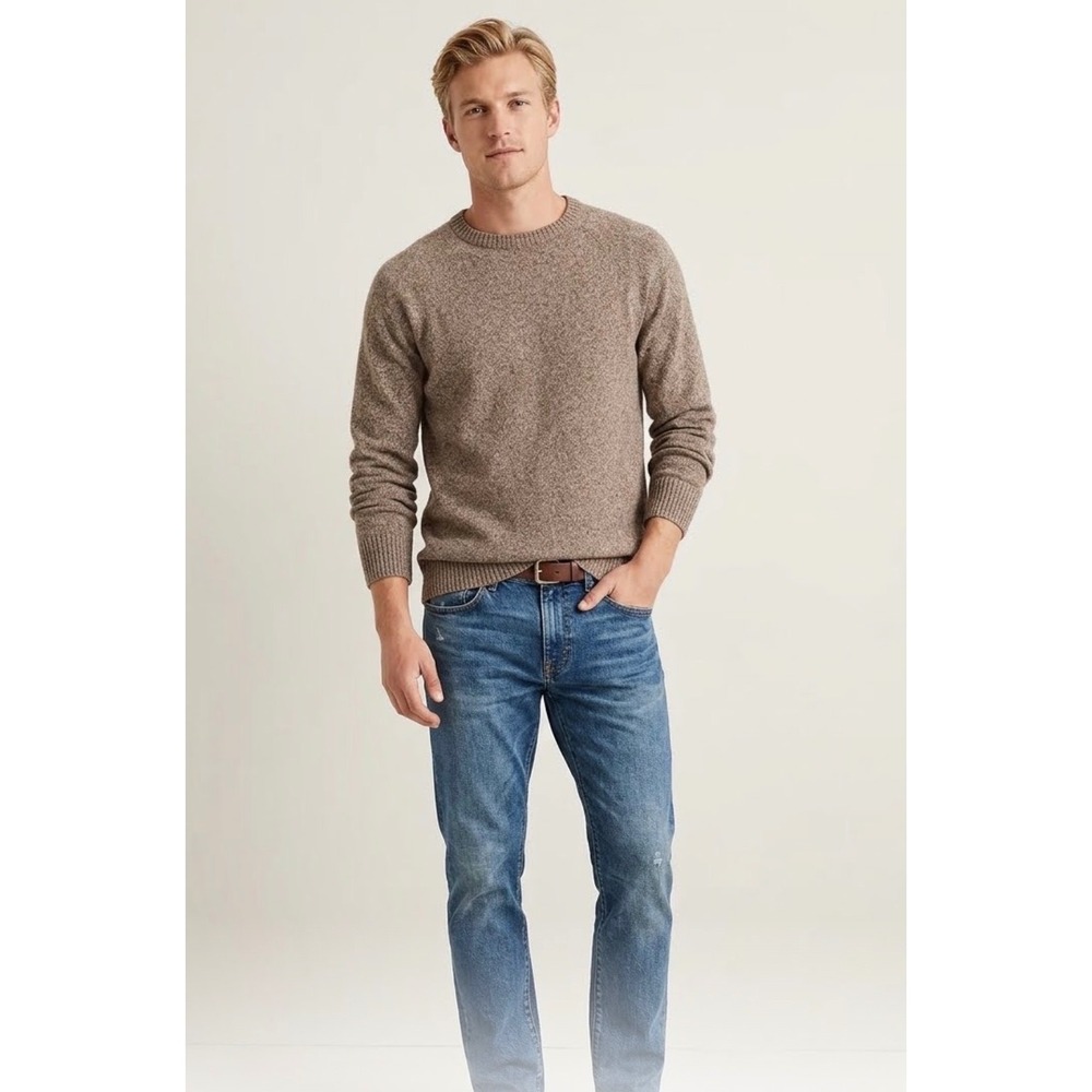 J.Crew Mens Lambswool Blend Marled Crewneck Sweater Brown XL AA027 FA22